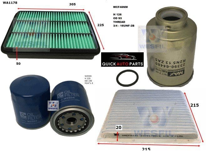 Filter Service Kit for 3.0L Diesel Toyota Landcruiser Prado KZJ120R
