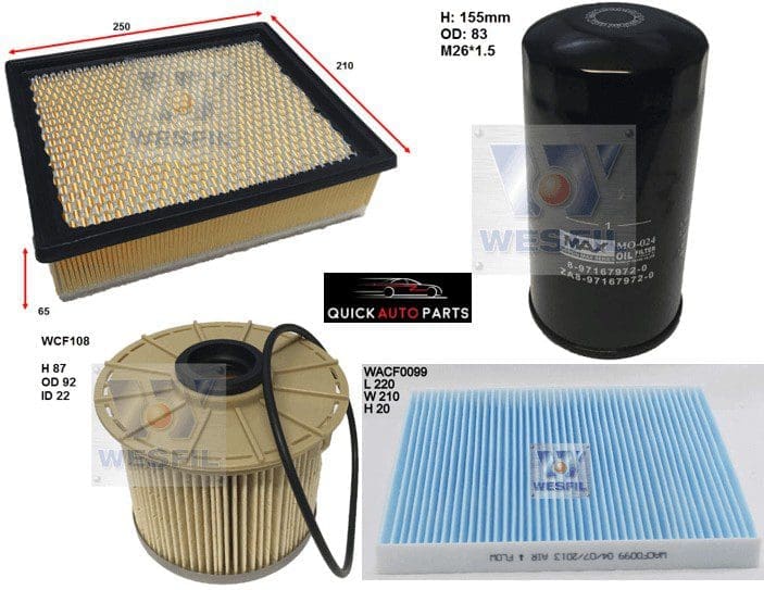 Filter Service Kit for 3.0L Diesel Isuzu D-Max